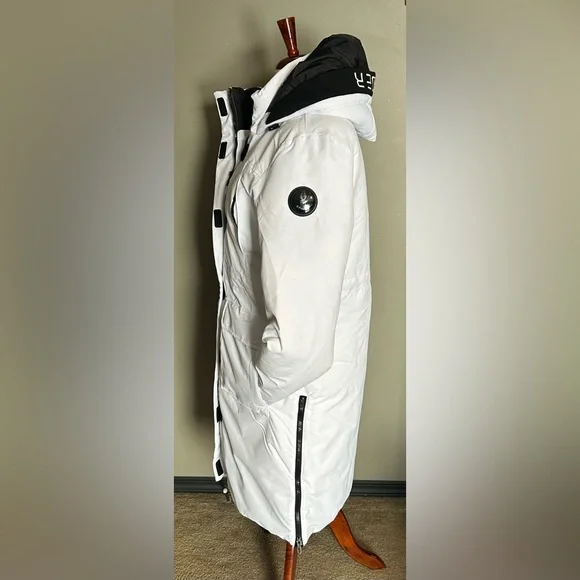 Spyder Women's White and Black long puffer jacket - Picture 3 of 16